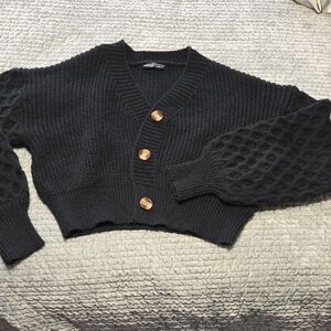 Black Button-Up Women's Sweater